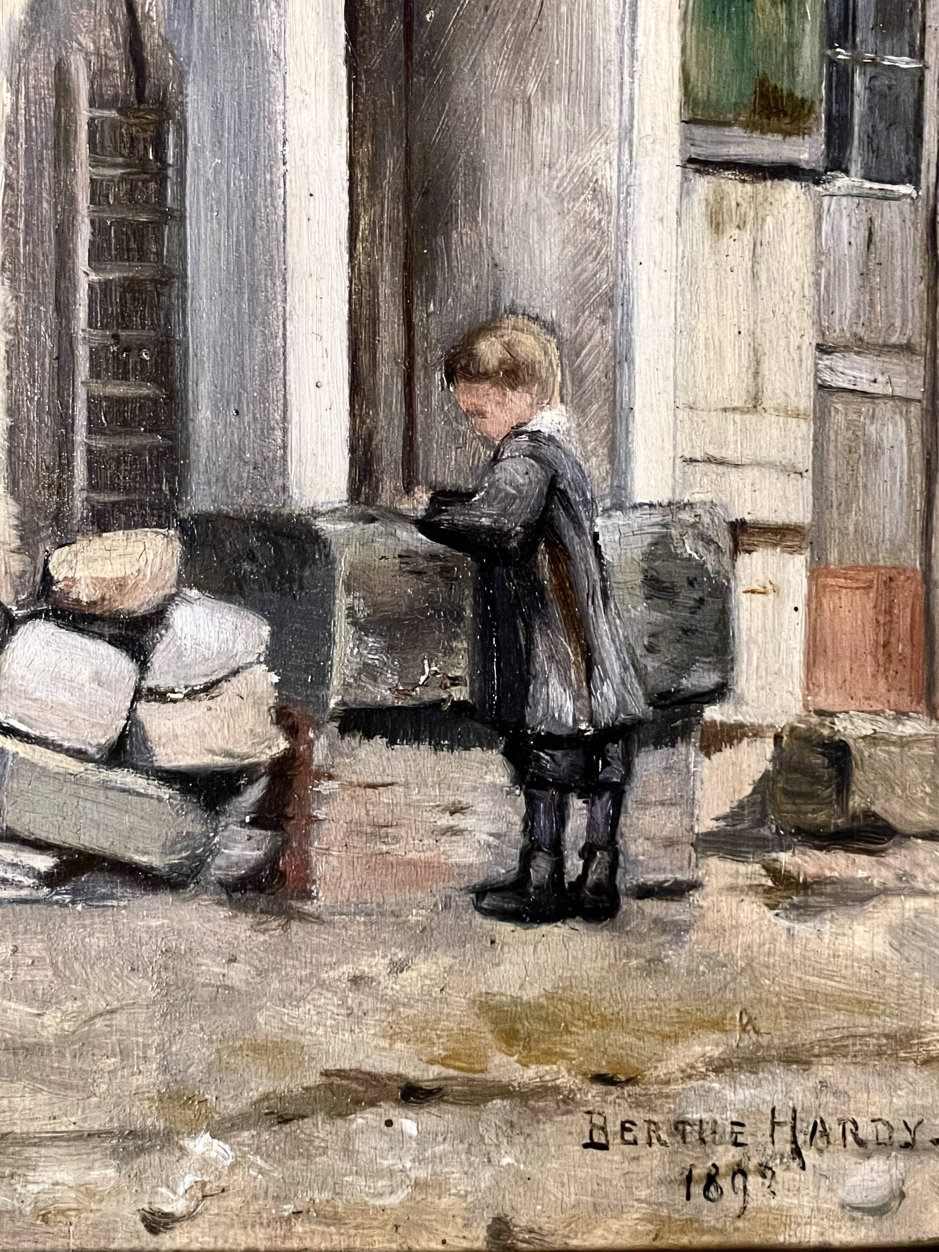 "The schoolboy at the fountain" old painting