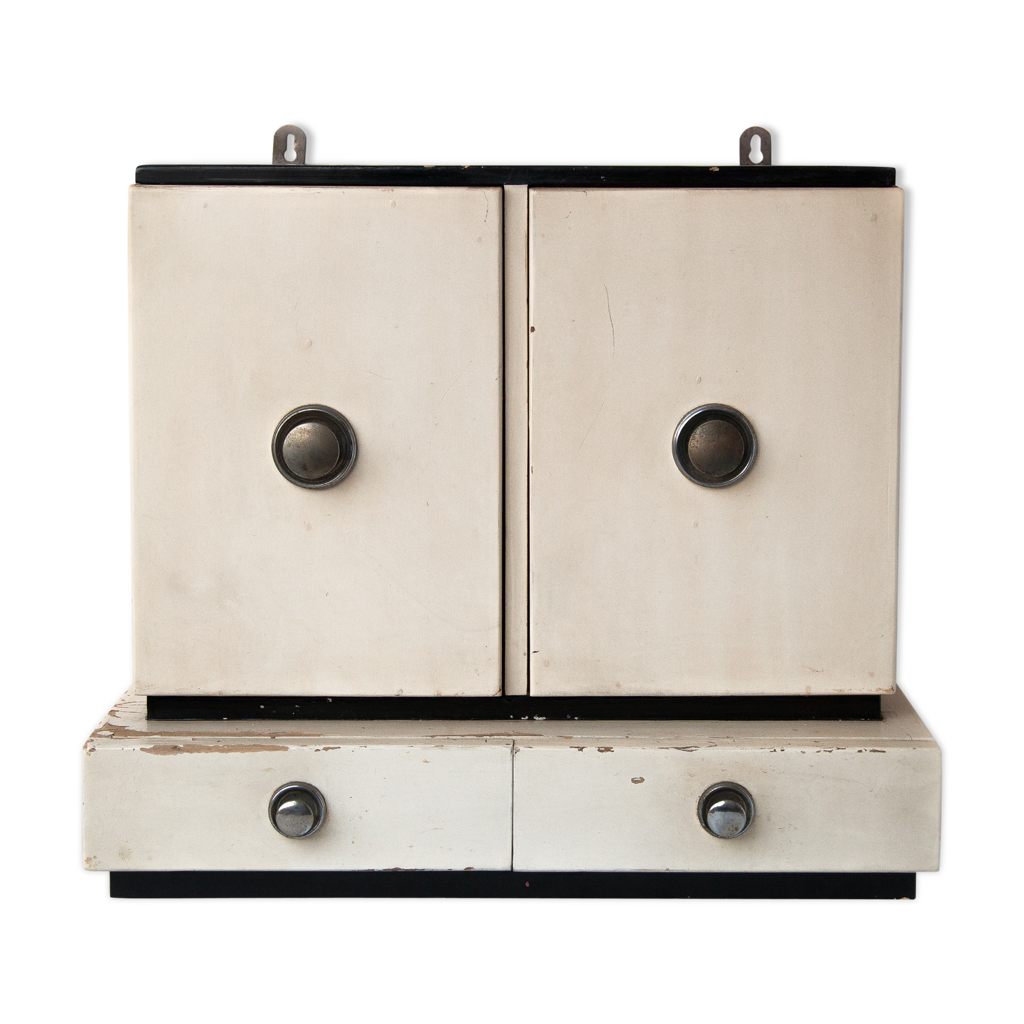 Armoire à pharmacie vintage de toilette ancienne meuble bois 2 portes 2