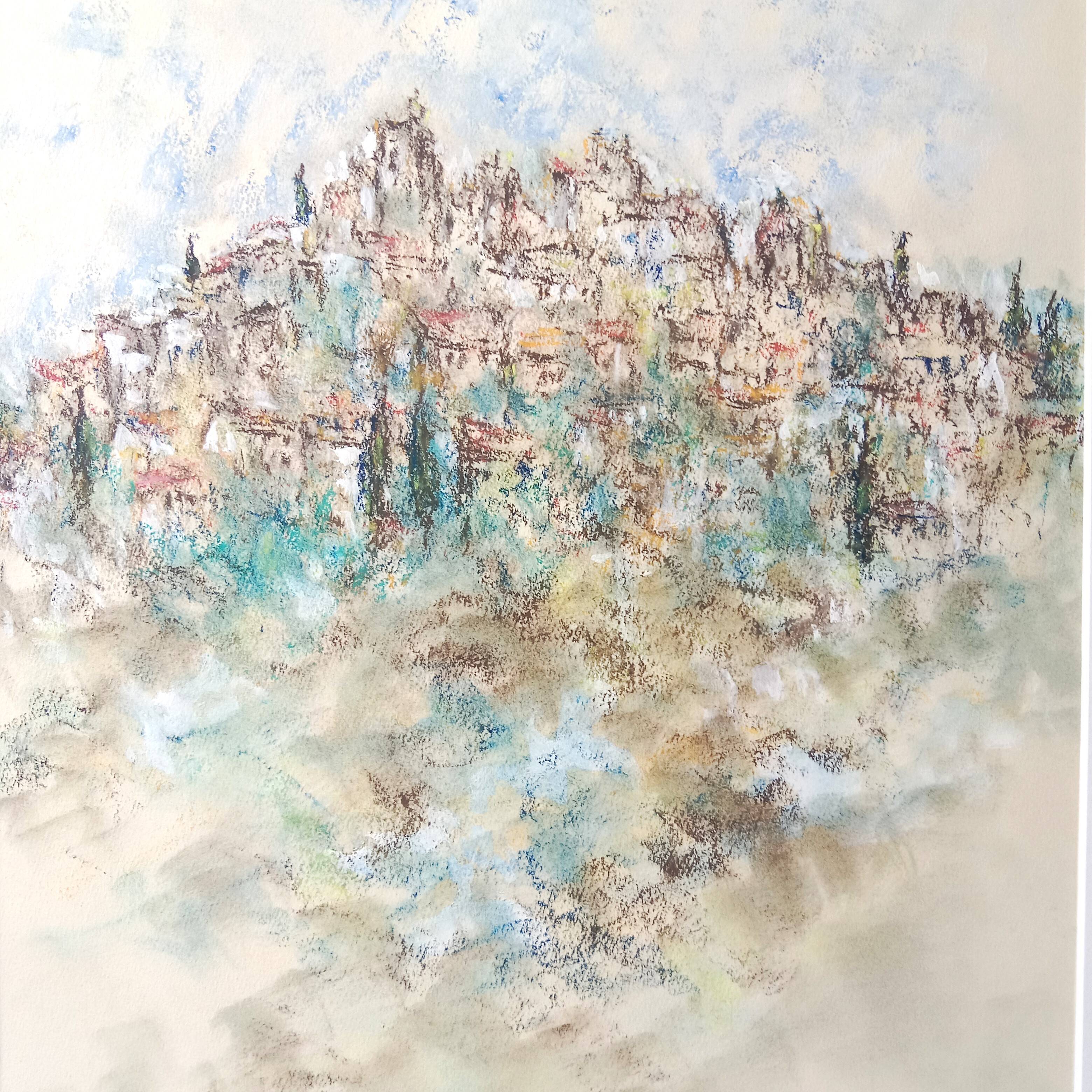 Saint Paul De Vence Original pastel signed 1982 Framed