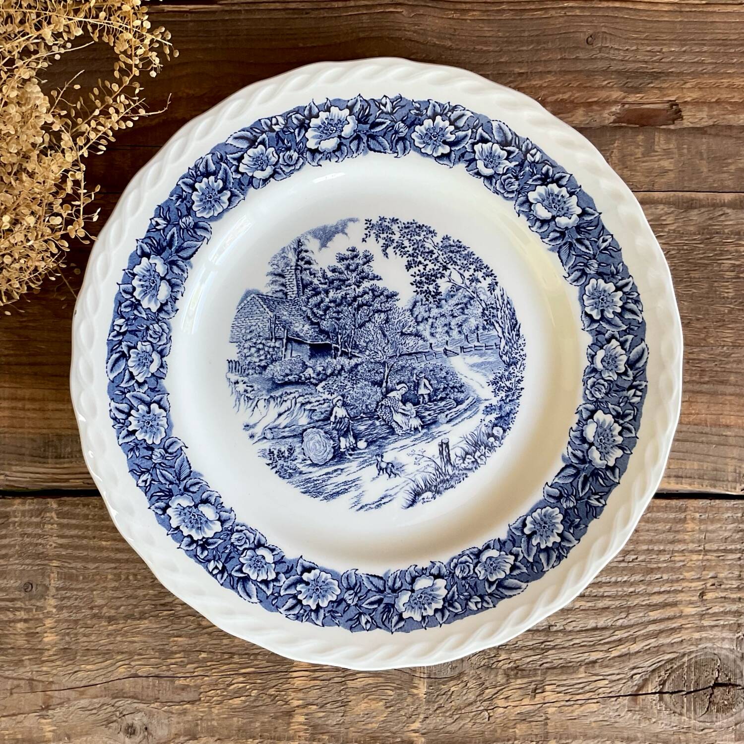 4 assiettes plates Staffordshire England « countryside »