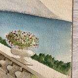 Watercolor seaside landscape recto/verso