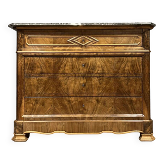 Commode époque Louis Philippe en ronce de noyer vers 1830