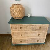 Commode bois et cannage