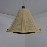 Teak and sisal ceiling lamp from Temde, 1960s