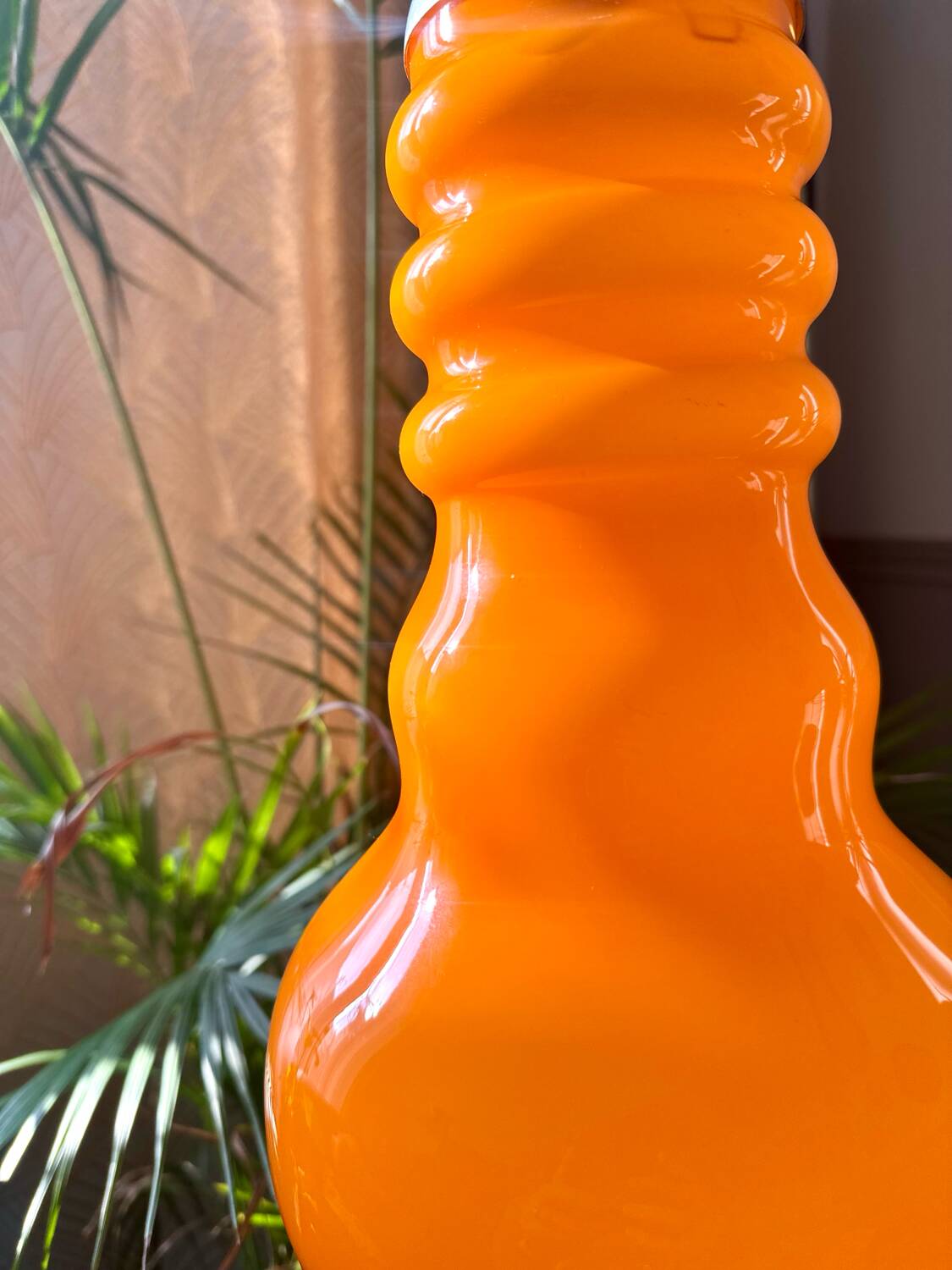 Vintage seventies orange opaline pendant light