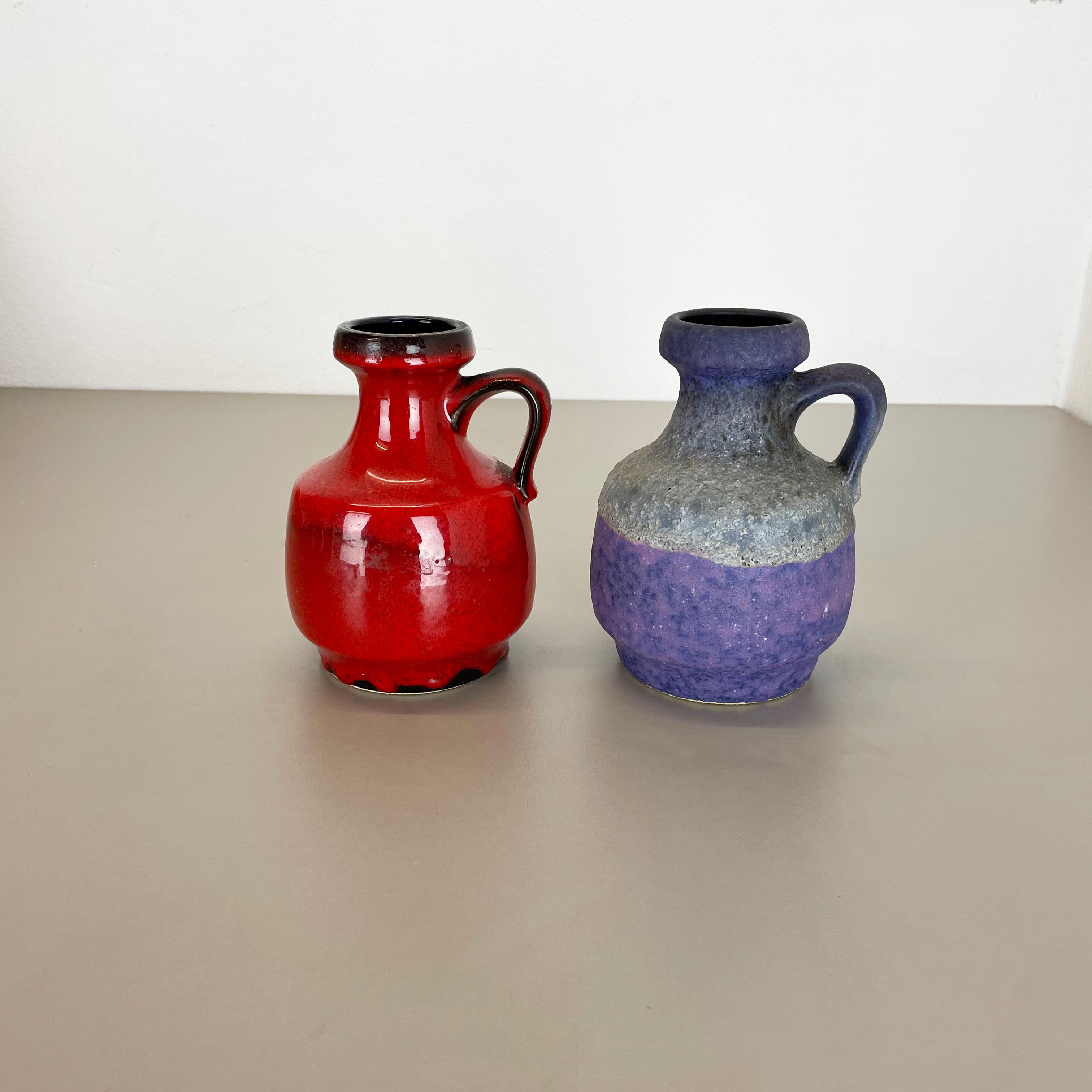 Set of Two Pottery Fat Lava Vases "Purple-Red" by Jopeko, Germany, 1970s