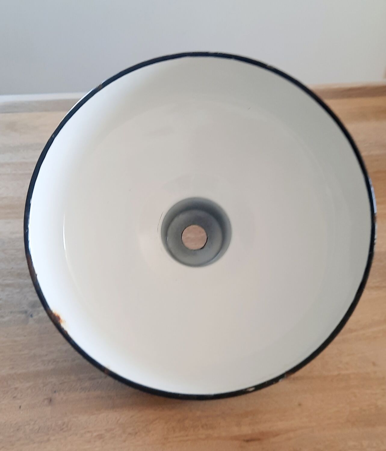 Vintage enamelled metal lampshade