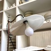 Lampe col de cygne en métal et opaline blanche