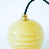 Small glass ball pendant from Clichy with flared neck, Yellow, 1930