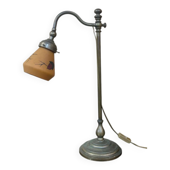 Lampe en laiton et pate de verre des années 80