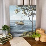 Oil on canvas "Return from fishing"