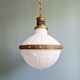 Large Art Deco pendant light in milk glass and brass, 1920s