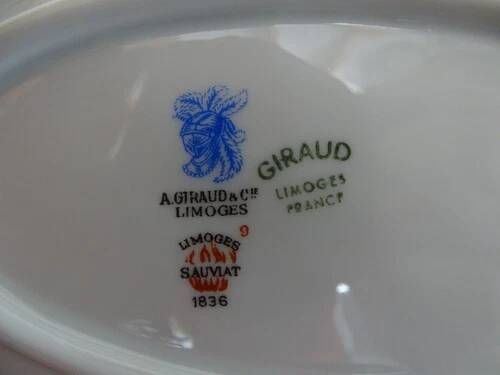 Fish plate limoges "corail la mer" porcelain a. giraud & cie sauviat