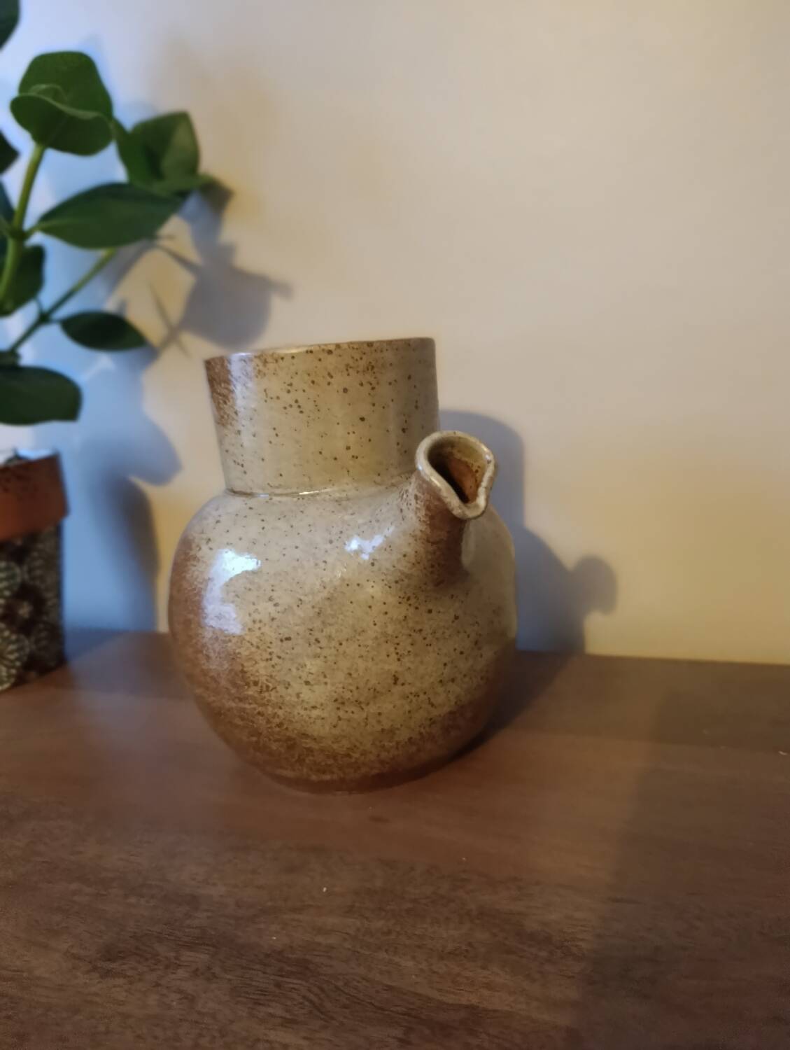 Vintage stoneware teapot signed by Nathalie and Christophe Hurtault.