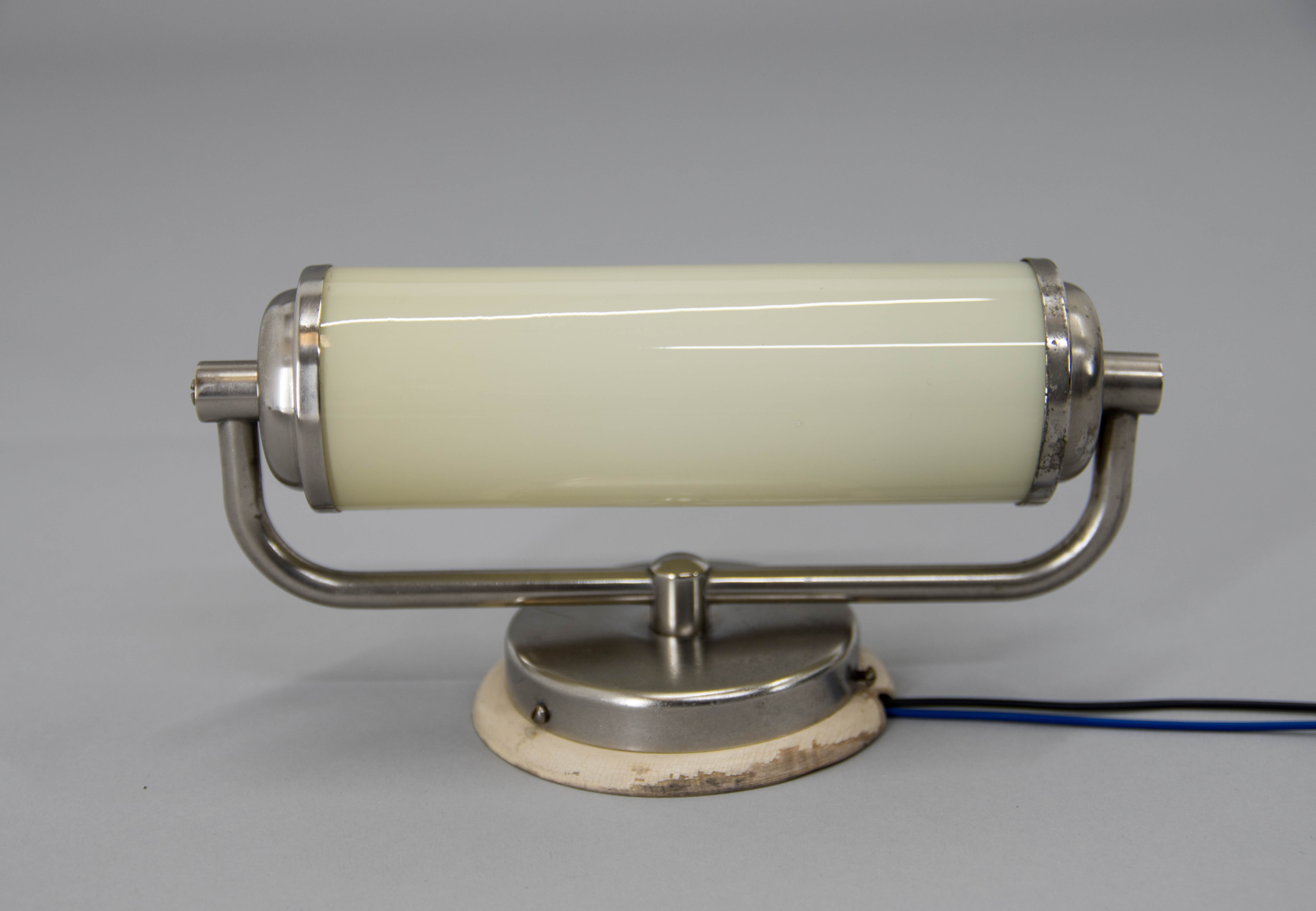 Art deco or bauhaus nickel-plated wall lamp, 1930