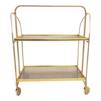 Vintage folding serving table on wheels 1970
