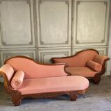 Pair of meridian in mahogany sculpted and plated mid-19th century