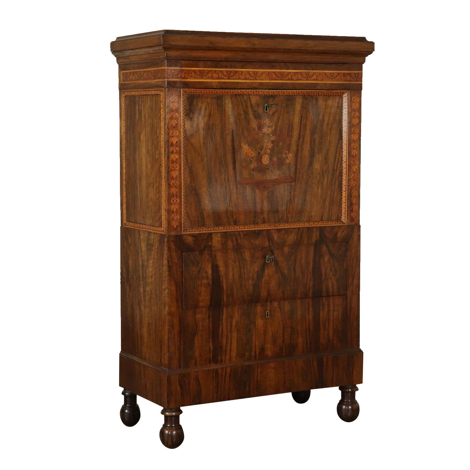 Empire secretary Bottega Maggiolini in walnut, Italy, 19th century