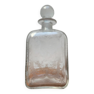 Bouteille en verre danoise vintage avec gravure