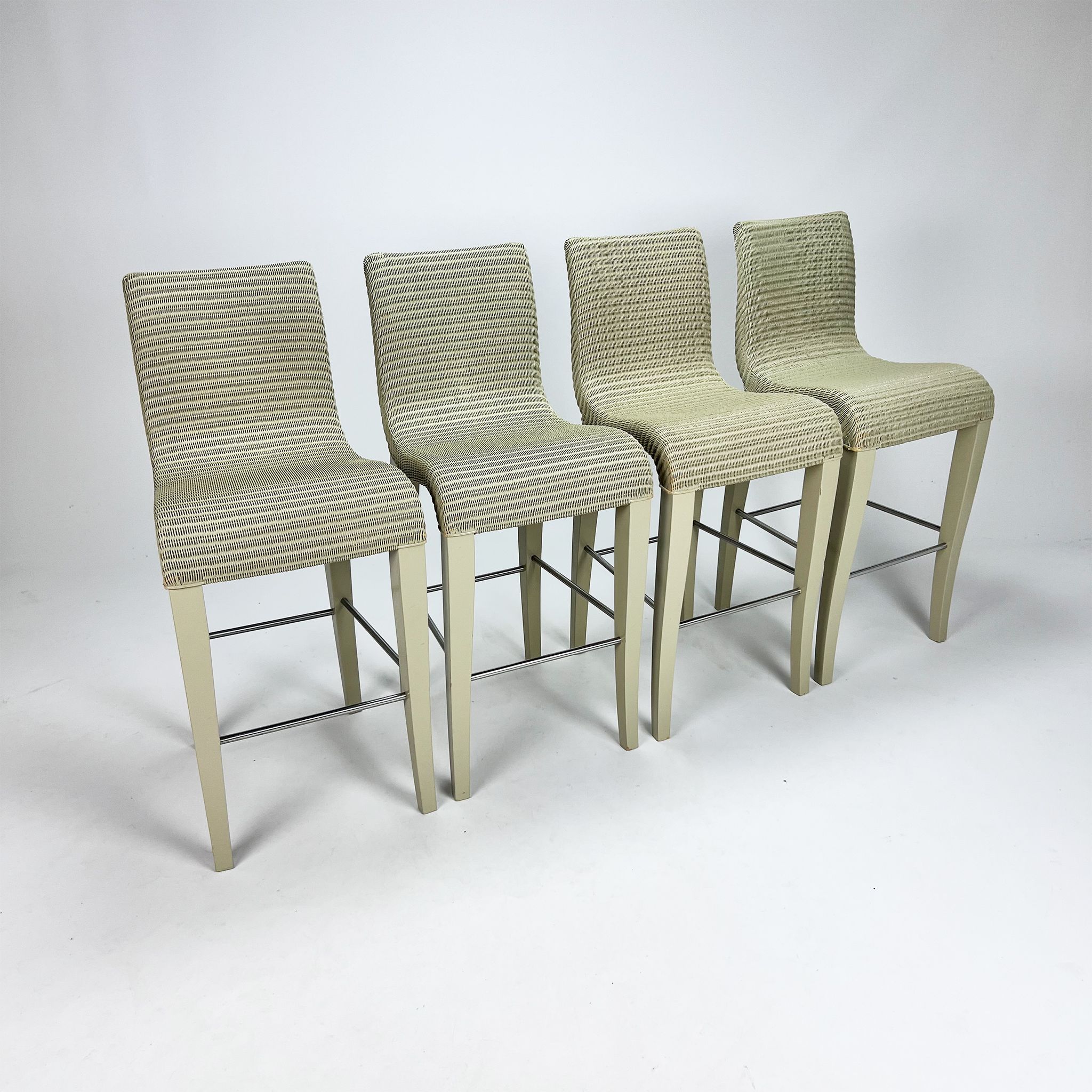 Set de 4 tabourets de bar, Vincent Sheppard, Lloyd Loom, années 2000