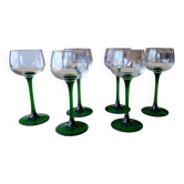 Service de 6 verres vintage Luminarc à pied vert émeraude