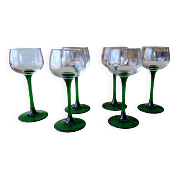 Service de 6 verres vintage Luminarc à pied vert émeraude