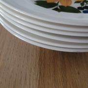 6 assiettes creuses vintage, motif floral