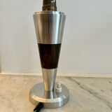 Vintage art deco lamp base, chromed metal and brass, France 1930