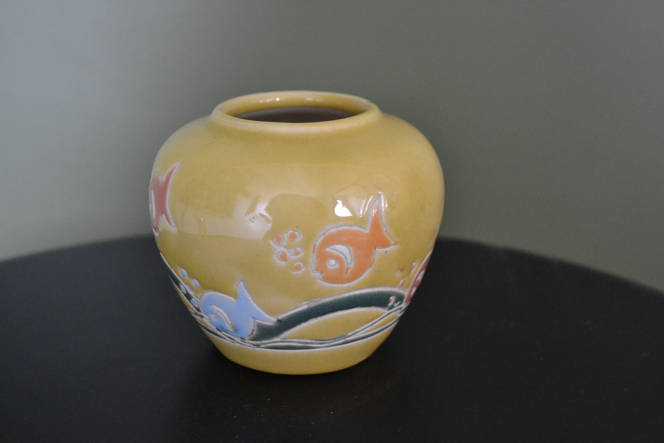 Small yellow fish vase