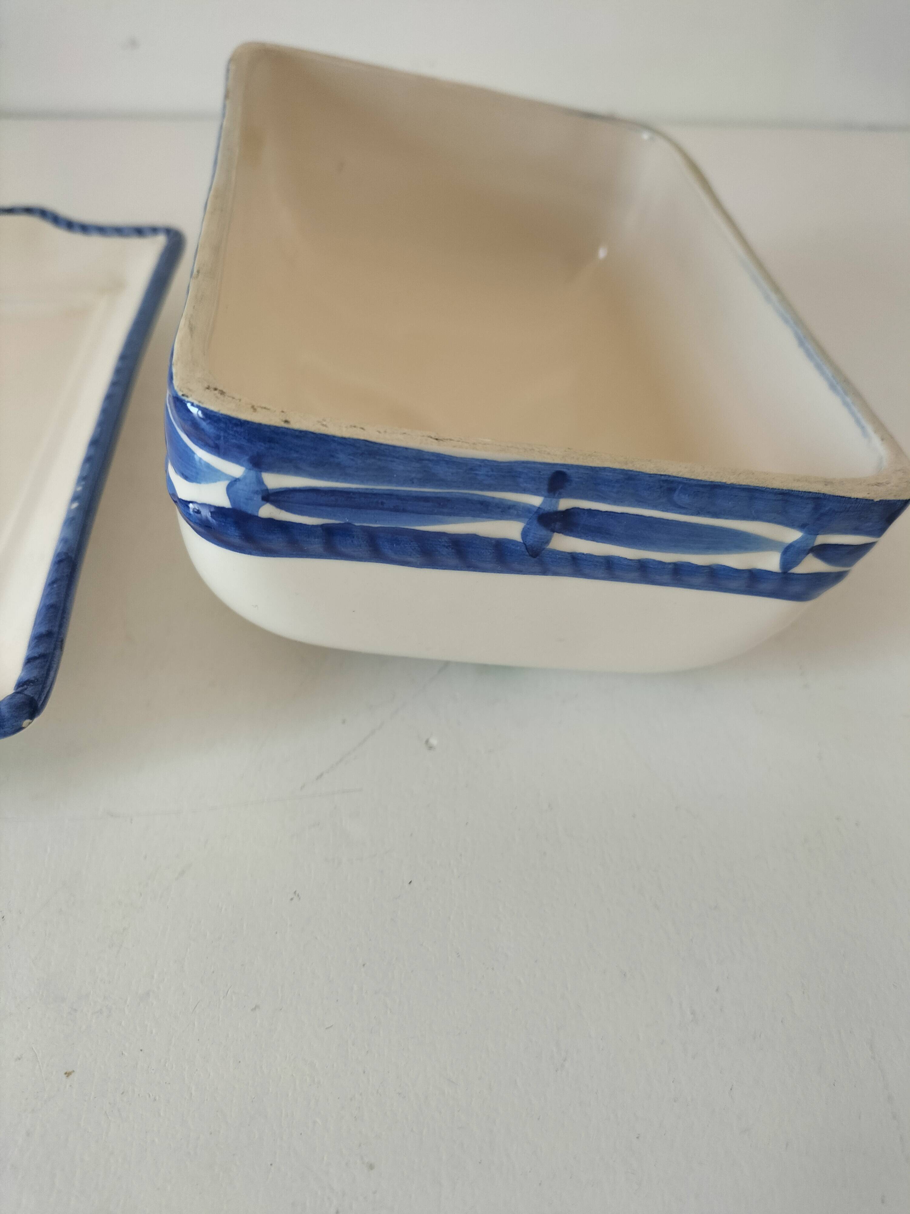 Beurrier en barbotine italienne citron peinte à la main