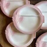 Set of 6 vintage plates in the shape of pink and gray fish - Nidervillier