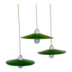Triple industrial style pendant light with enamelled sheet metal and porcelain sockets