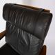 Easy chair with stool in teak upholstered with black leather design Arne Wahl Iversen
