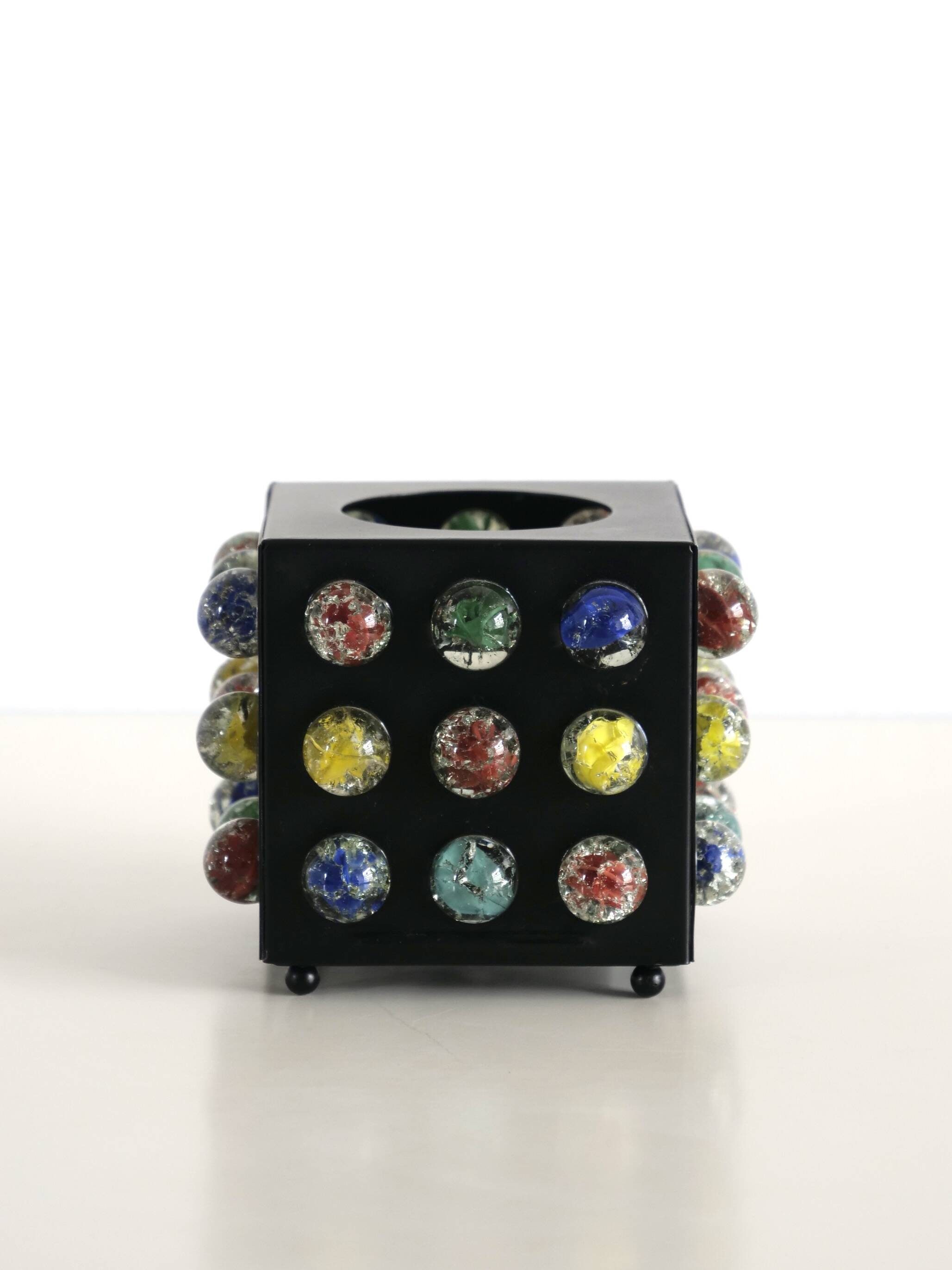 Japanese tealight holder of colored glass beads