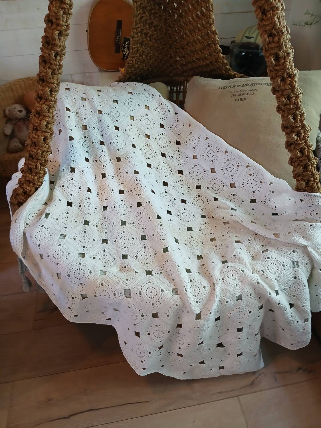 2 antique handmade crochet bedspreads
