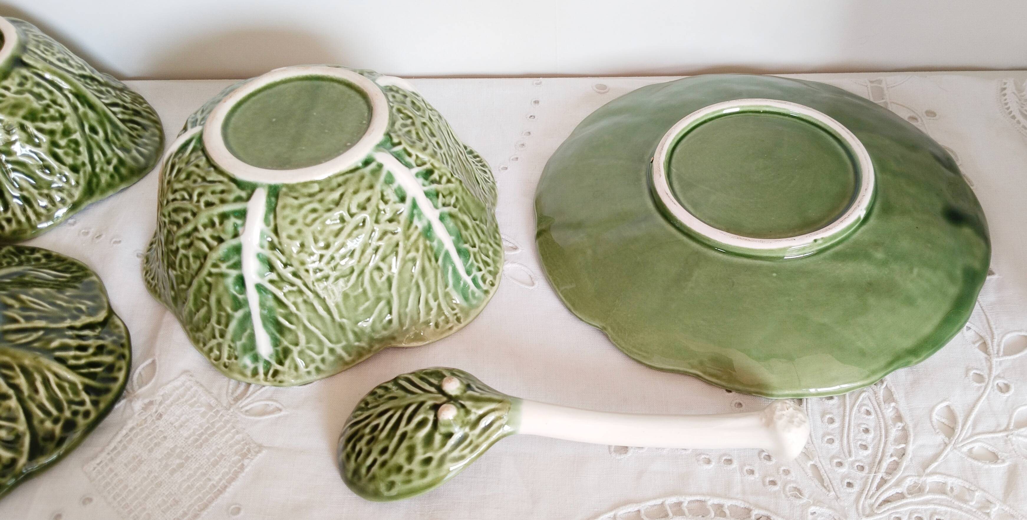 Barbotine dishes, cabbage shape, bowl, vintage