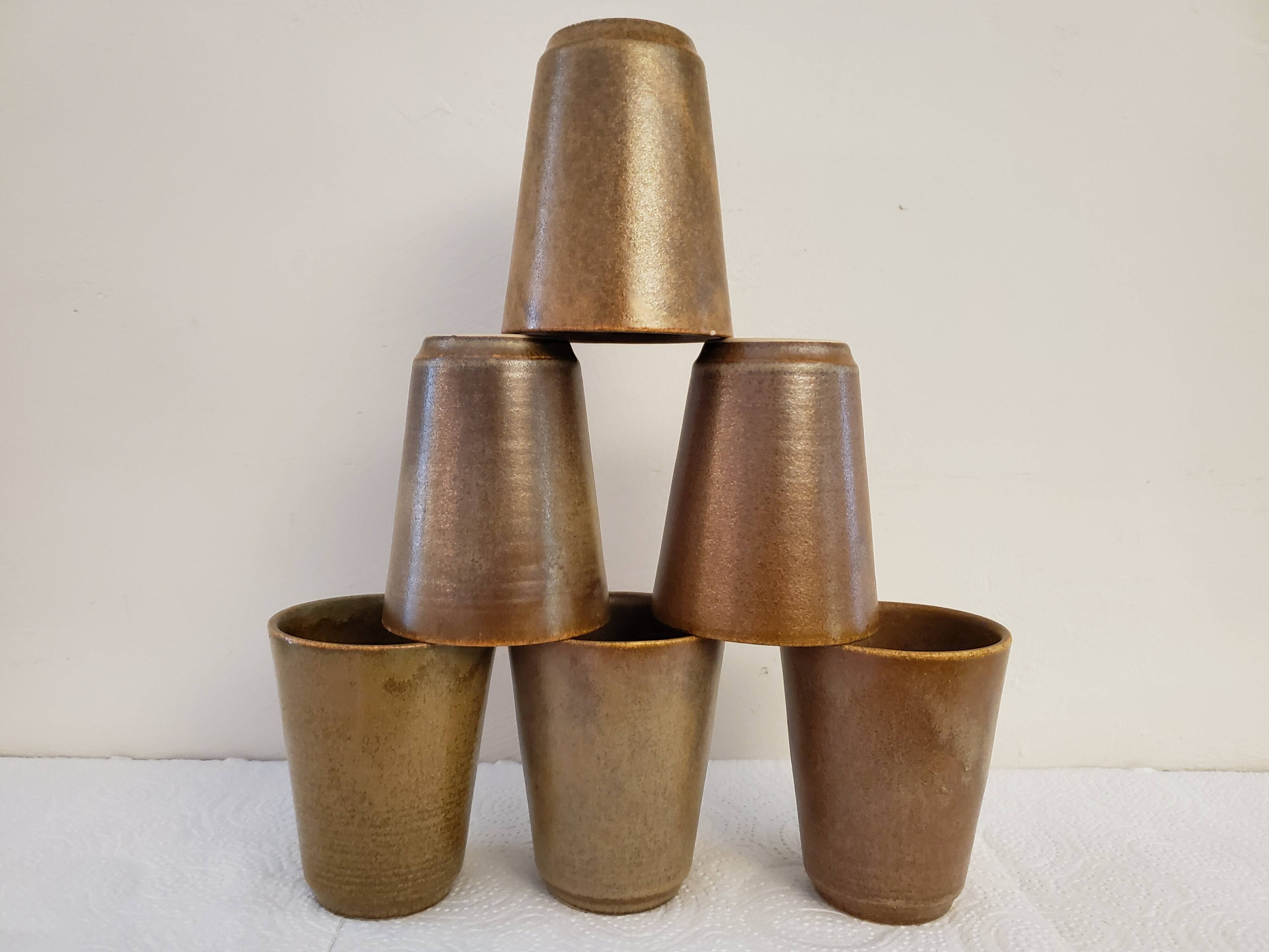 70's sandstone mugs