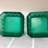 Vintage square ramekins made of Arcoroc glass - Emerald Green