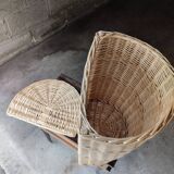 White rattan laundry basket