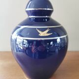 Vase art déco en céramique bleue nuit