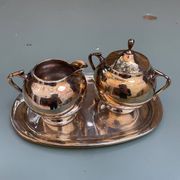 Silver sugar bowl and milk jug set