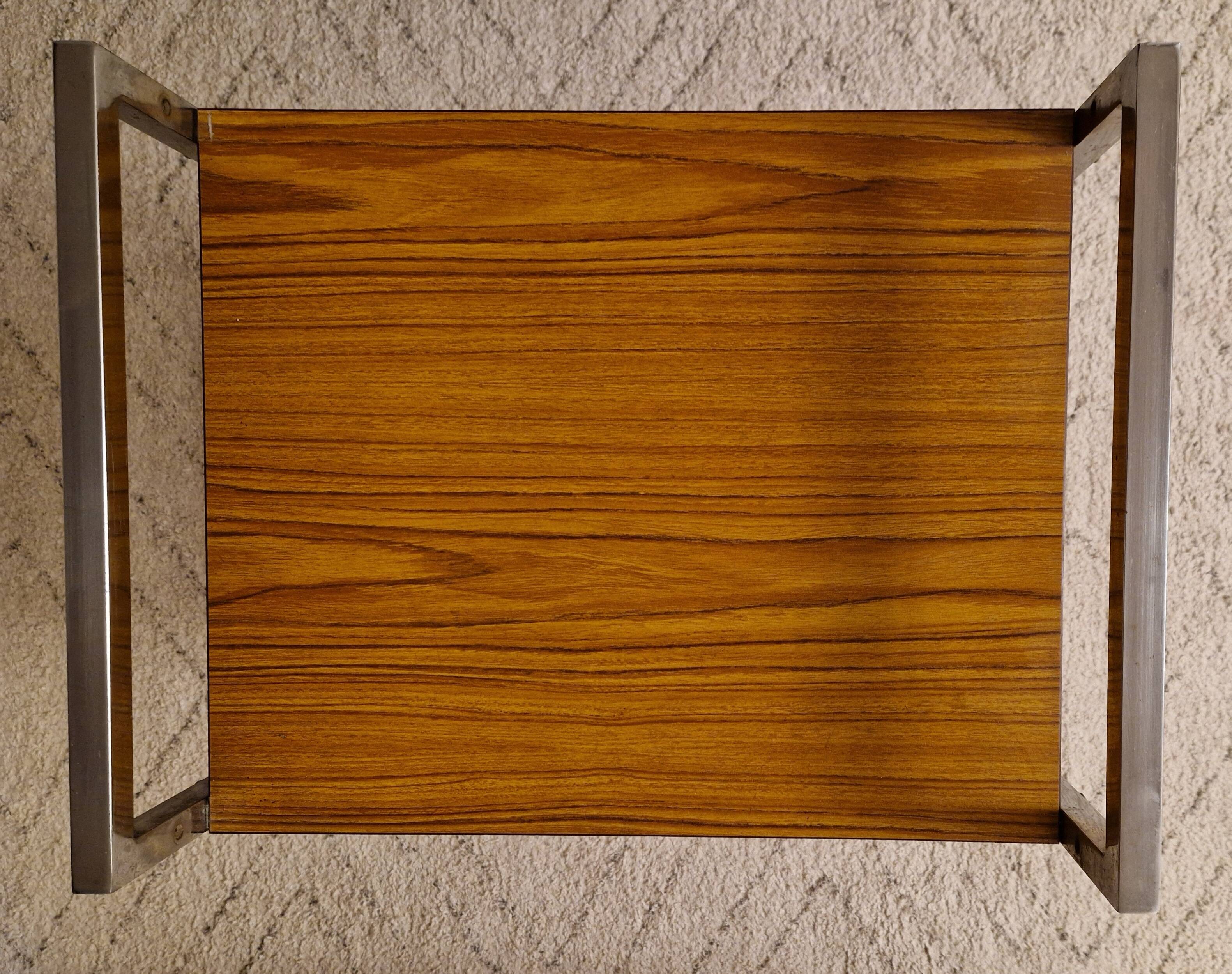 Formica, wood and chrome rolling trolley, 1970s