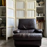 Brown leather armchair