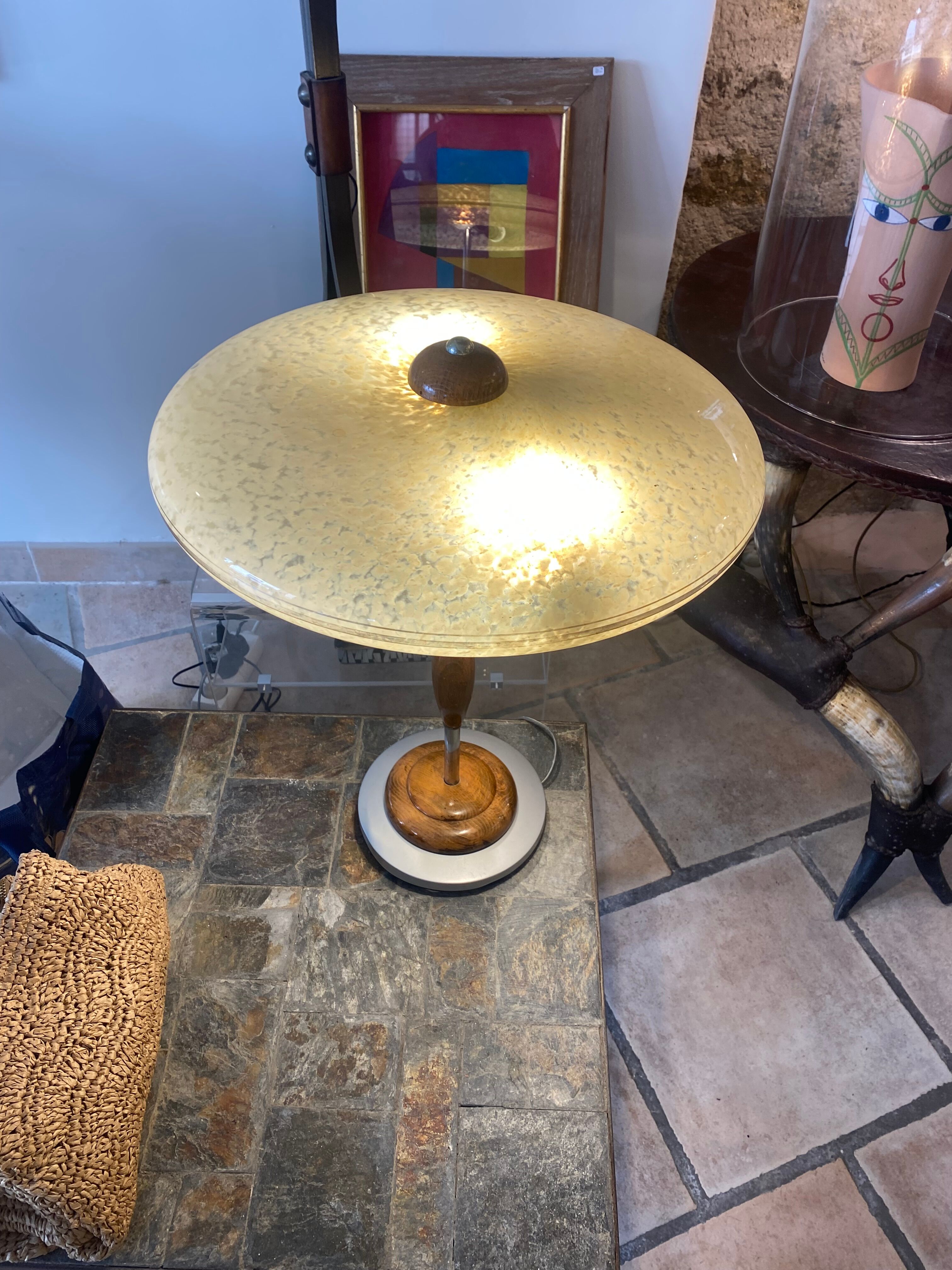 Glass and wood lamp 1930