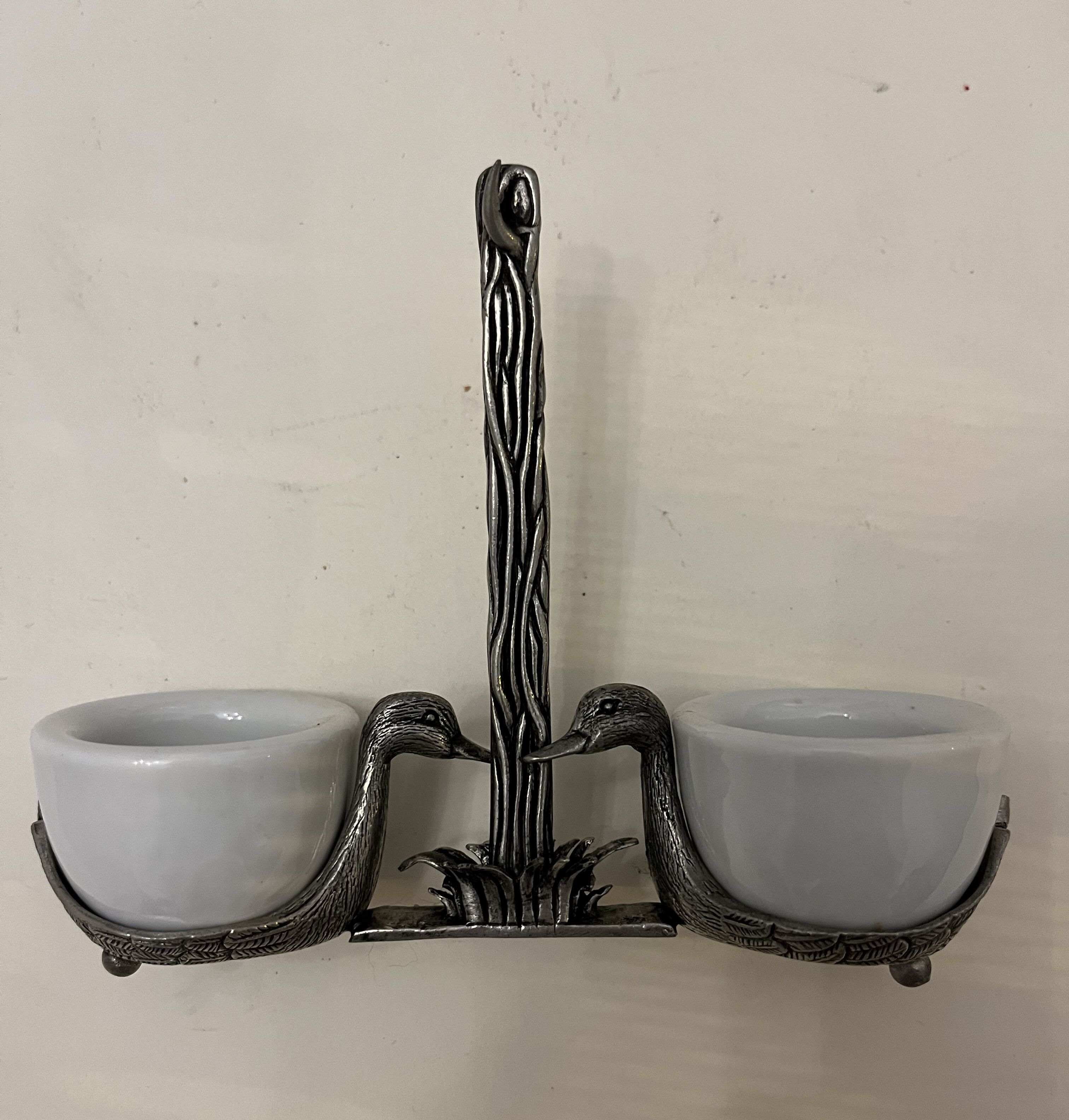 Faience and pewter salt shaker