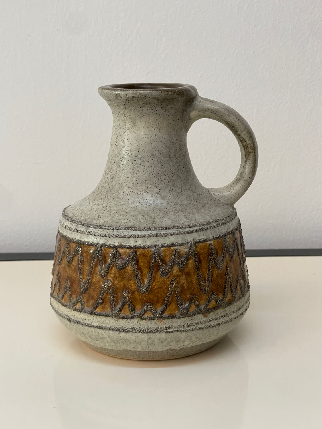 Small brutalist vintage ceramic jug vase from the 70s.