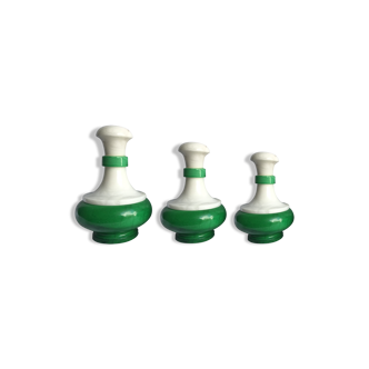 Lot de 3 flacons marbre vert et blanc