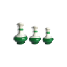 Set of 3 green and white marble bottles