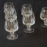 6 verres à cognac en cristal taillé côtes plates