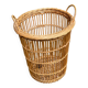 Round wicker and rattan basket with handle